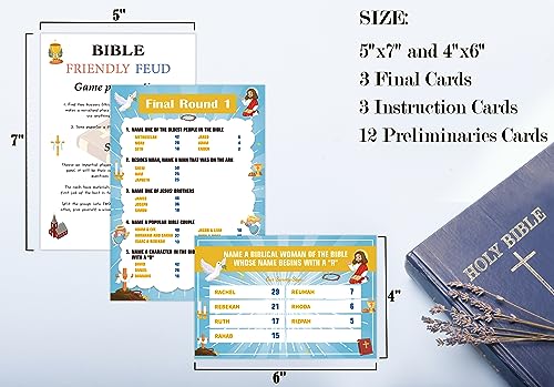 Bible Games for Adults and Family,Family Feud Game for Adults,Bible Study,Religious Gifts,Cards Christians Like,Bible Trivia,Fun Games for Family Game Night,15 Game Cards+3 Instruction Cards,O2 - color: Bible Game02