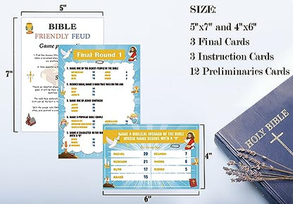 Bible Games for Adults and Family,Family Feud Game for Adults,Bible Study,Religious Gifts,Cards Christians Like,Bible Trivia,Fun Games for Family Game Night,15 Game Cards+3 Instruction Cards,O2 - color: Bible Game02