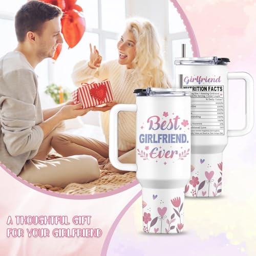 Girlfriend 40 oz Tumbler, with Handle Straw, Stainless Steel Cup - color: Girlfriend