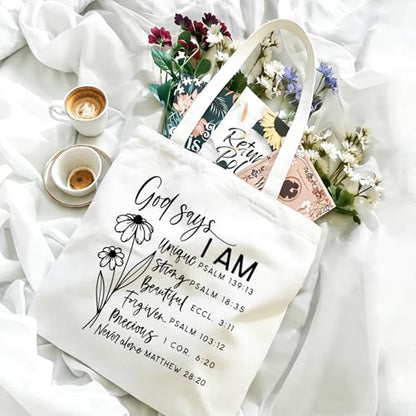 Bible Tote Bags Cute Christian Preppy Canvas Tote Bag Christian Gifts for Women Reusable Shopping Bags(Parent) - color: Bible-13