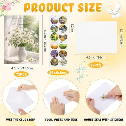 Motiskyy 72 Pack Religious Get Well Cards Bulk with Envelopes Stickers Christian Get Well Soon Greeting Cards with Scripture Encouragement Blessing 4.5 x 6.2 Inch (Bible Verse) - style: Bible Verse
