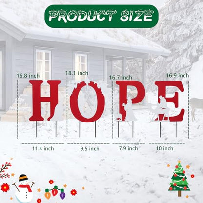 Bshine Christmas Hope Outdoor Garden Stake, 4 Pack Yard Sign Decor Stake - size: 16.8" Hope