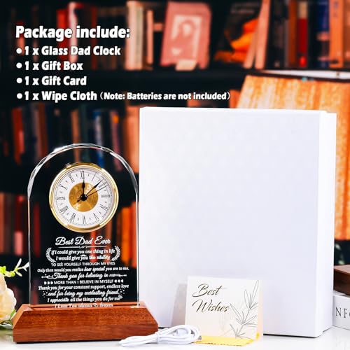 Arikyrist Glass Clock Dad Gifts from Son Daughter with LED Light Base - color: Dad