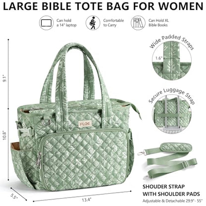 Large Bible Tote Bag for Women Bible Cover Case, Quilted Church Tote Bags