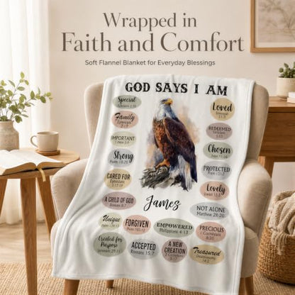 Custom Bald Eagle Throw Blanket for Dad Mom Grandma Bible Verse - color: Design05