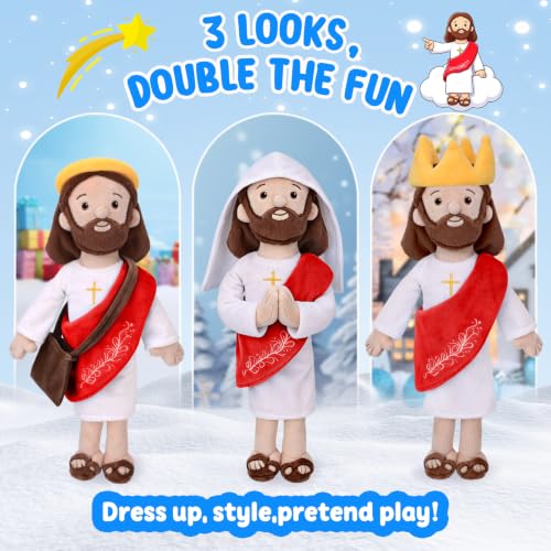 Dressable Jesus Plush, Keepsake Toy for Baptism, Easter & Christmas (Red) - color: Red