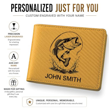 LaserGram Personalized Wallet, Christian Cross (Carbon Fiber Gold) - color: Carbon Fiber Gold