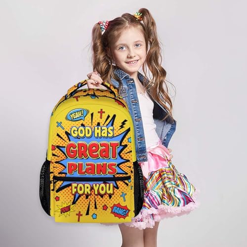 Kids Backpack Schoolbag for Boys Girls, Christian Gift Lightweight Backpacks for Kindergarten Primary Elementary Middle - color: Yellow