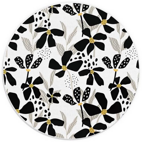 Abstract Black and White Floral Mouse Pad for Desk, Boho Modern Flower Botanical Mousepads for Wireless Mouse Computers Laptop Home Office Supplies Accessories, 7.9x7.9 Inch - color: color 18