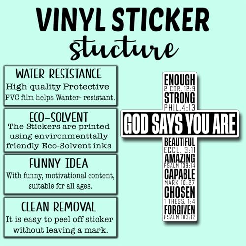 (3Pcs) God Says You are Sticker Christian Inspirational Decals Decorate Books Laptop Phone Water Bottles Kindles Tumbler Waterproof Vinyl Stickers 2,6 x 3 Inch - color: God Says You Are