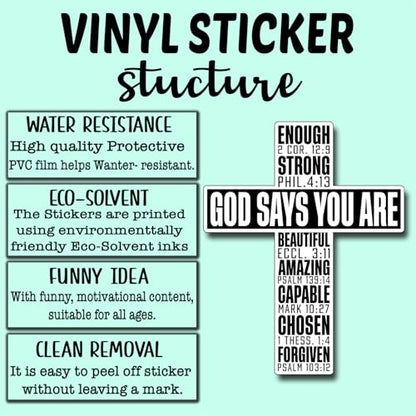 (3Pcs) God Says You are Sticker Christian Inspirational Decals Decorate Books Laptop Phone Water Bottles Kindles Tumbler Waterproof Vinyl Stickers 2,6 x 3 Inch - color: God Says You Are