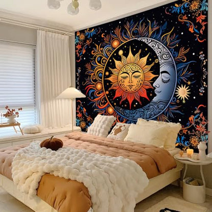 Apdidl Sun and Moon Boho Tapestry, Hippie Mandala Tapestries Wall Hanging - color: D-Boho Sun Tapestry, size: 60"L x 51"W