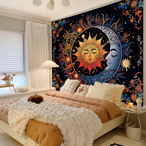 Apdidl Sun and Moon Boho Tapestry, Hippie Mandala Tapestries Wall Hanging - color: D-Boho Sun Tapestry, size: 79"L x 60"W