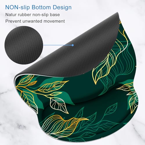 ITNRSIIET Ergonomic Mouse Pad with Wrist Support Wrist Rest Smooth Surface Non-Slip Rubber Base Comfortable Office Supplies Pain Relief, 9.8 x 9.1 inches, Leaf - color: Leaf