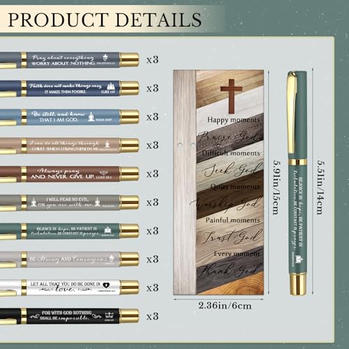 Lincia 30 Sets Christian Gifts Pens Bookmarks Keychains Church, Boho Colors - color: Boho Colors