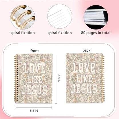 Bible Journal for Women, Christian Gifts for Women Girls, Prayer Bible Study Supplies Notebook, Boho Floral Office School Supplies, Love Like Jesus Hardcover Spiral Notebook 5.5 x 8.3 Inch - color: love like Jesus