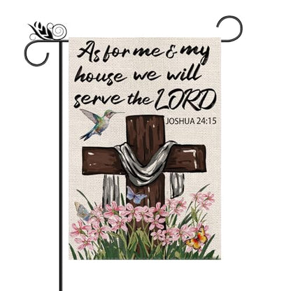 Spring Garden Flag Religious Christian Cross Spring Vertical Double Sided Yard Outdoor Decorations 12.5 x 18 Inch