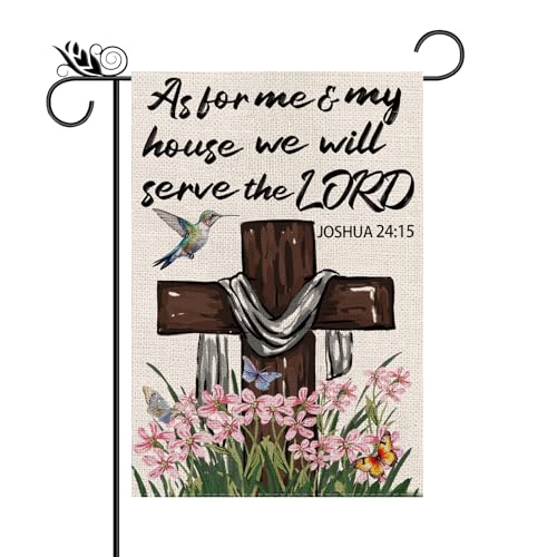 Spring Garden Flag Religious Christian Cross Spring Vertical Double Sided Yard Outdoor Decorations 12.5 x 18 Inch