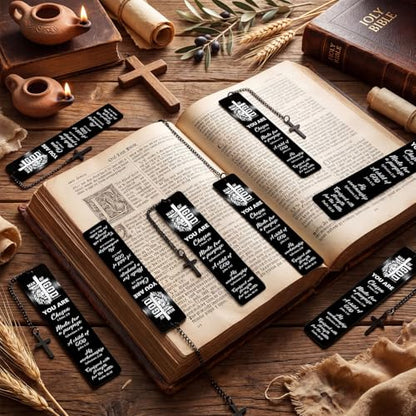 Gueevin 12 Pcs Christian Bookmark Bulk Man of God Metal Inspirational Lion Bible Verse Book Marks Religious Scripture Bookmarks with Cross Pendant for Men Dad Husband Reading Gifts - style: Man of God