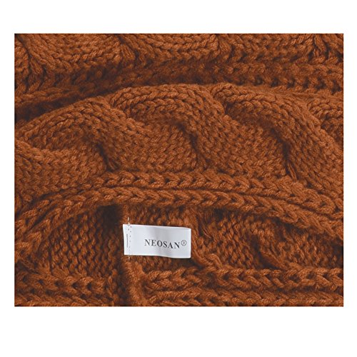 NEOSAN Womens Thick Ribbed Knit Winter Infinity Circle Loop Scarf - color: Twist Brown