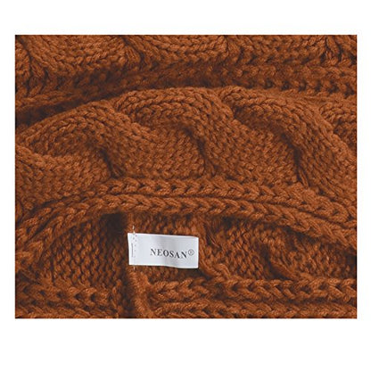 NEOSAN Womens Thick Ribbed Knit Winter Infinity Circle Loop Scarf - color: Twist Brown