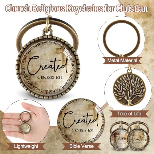 Equsion 36 Pcs Christian Keychain Bulk Mini Bible Keychains, Bronze - color: Bronze