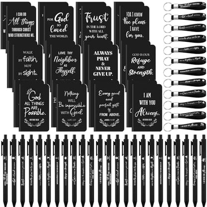 Sayglossy 72 Pcs Christian Bible Gifts Set Bulk Religious Gifts, Black - color: Black