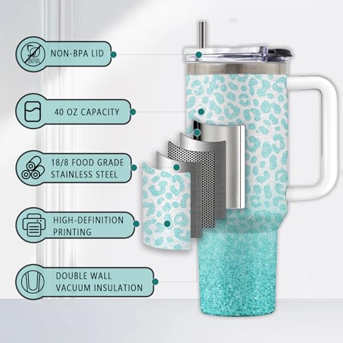 Nurse Gifts 40oz Tumbler, with Handle Straw, Stainless Steel Cup - color: Nurse Green