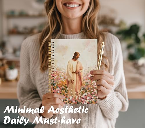 Floral Jesus Christian Notebook for Work Note Taking, Christian Gifts for Women, Prayer Journal for Women, Bible Verse Church Notes Hardcover Spiral Notebooks, 5.5x8.3 in - color: multicolour-Christian-8