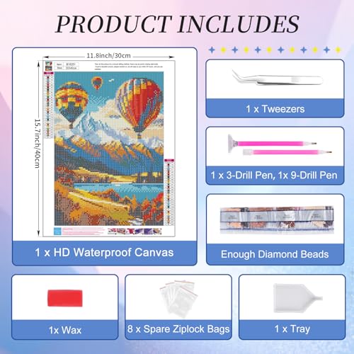 Diamond Art Kits for Adults, Mountain Diamond Painting Kit, 12x16 Inch - color: CYDP1P07