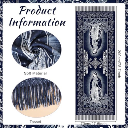 The Virgin Mary Bible Verse Shawls for Women, Catholic Christian Blanket Scarf Gifts or Mom Teacher Christmas - color: Blue