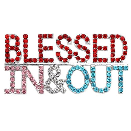 Blessed in & Out Bible Verse Words Letters Christian Brooch Pin