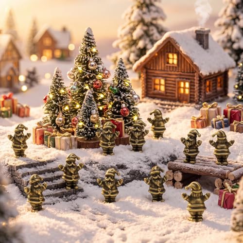 Civaner 50 Mini Brass Santa Claus Figurines, Tiny Christmas Decor - style: Santa Claus