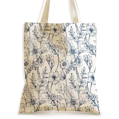 Aesthetics Canvas Tote Bag - Art Design Gift for Women, Reusable Purse Tote Bag with Inner Zip Pocket - style: Blue Toilet