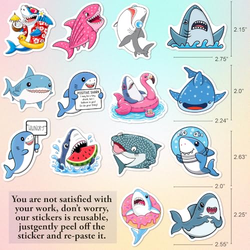 BEATRI Positive Shark Stickers 50Pcs Waterproof Vinyl Cool Shark Decor - color: Shark Stickers