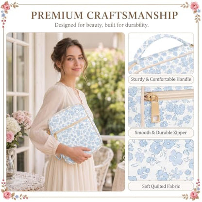 Britimes Bible Cover Case for Women, Bible Cover with Accessories, Blue - color: Light Blue Floral