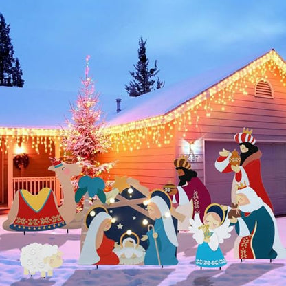 WONDER GARDEN Christmas Nativity Yard Stakes,7 Pack Outdoor Garden Decor