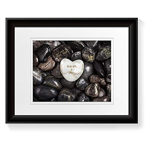 A&T ARTWORK Rock of Heart Prints Gift Your Names,the Date and romantic verses or write your own message Gift for Anniversary,Valentine's day,Wedding. 14x11 inches & D-Mats UNFRAMED - color: Heart Rock, size: 11x14"