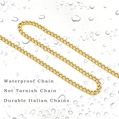 Reoxvo Stainless Steel Cuban Link Chain Necklaces Jewelry for Men - color: b.5mm width-gold plated, size: 28.0 Inches