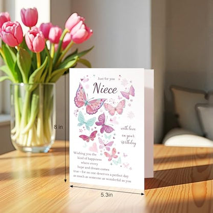 Qiliji Happy Birthday Card for Niece, Sweet Niece Birthday Card, Nieces Bday Cards Gifts from Uncle Aunt - color: Niece Birthday