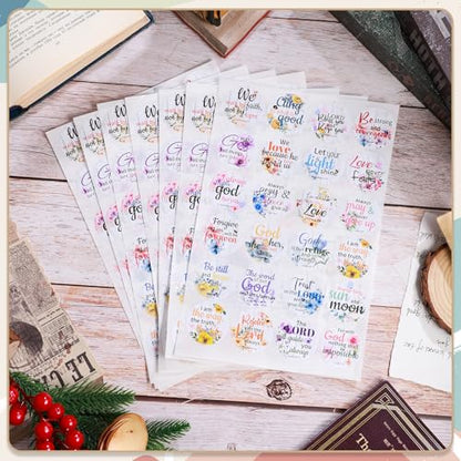 600 Pcs Bible Verse Stickers 24 Styles Floral Scripture Stickers - style: Floral