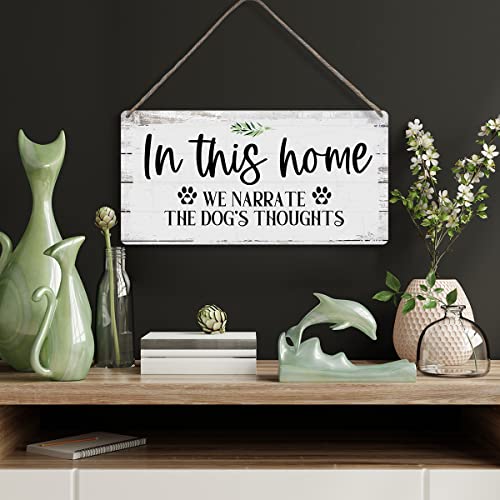 MIGUMUTU in This Home We Narrate The Dog's Thoughts Sayings Home Wall Decor Wooden Signs Rustic Farmhouse Hanging Wall Plaque Sign Gift - color: Dogs