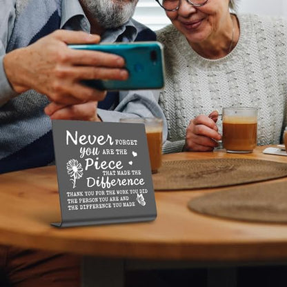 Never Forget You Are The Piece That Made The Difference - Going Away Gift for Coworker, Boss, Leader, Friends - Office Retirement Appreciation, Home Office Desk Sign XBZ175 - style: Never Forget
