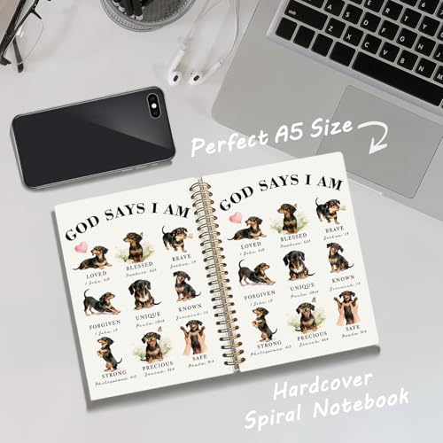Christian Dachshund Notebook Journal, God Says You are Bible Verse Weiner Dog Journal, Dachshund Gifts for Women, Weiner Dog Gifts, Religious Scripture Hardcover Spiral Notebook 5.5x8.3 Inch - color: 05-Christian Dachshund