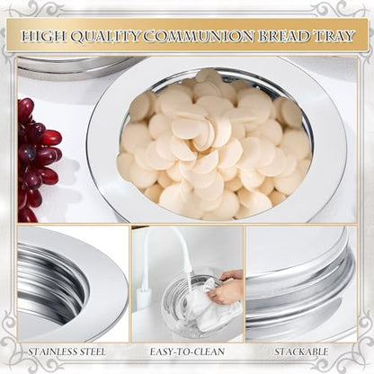 Zhehao 1 Pcs Communion Plates for Church Communion Bread Tray Plate Church Supplies Set Polished Stainless Steel Tray (Silver) - color: Silver