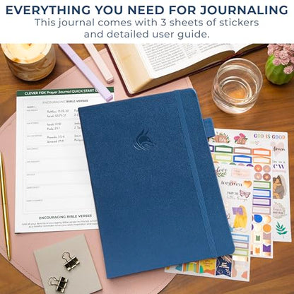Clever Fox Prayer Journal with Prompts, Bible, Women, Teen, B5 Mystic Blue - color: Mystic Blue, size: Smaller than A4 (7" x 10")