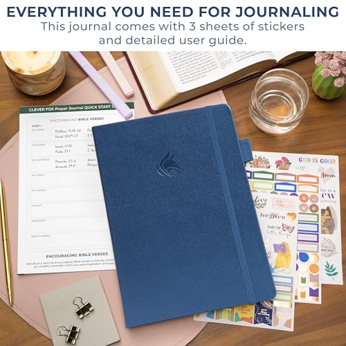 Clever Fox Prayer Journal with Prompts, Bible, Women, Teen, B5 Mystic Blue - color: Mystic Blue, size: Smaller than A4 (7" x 10")