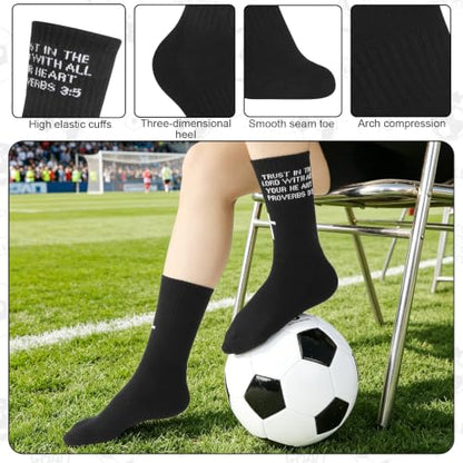 4 Pairs Christian Cross Socks Prayer Religious Socks - color: Black, Gray