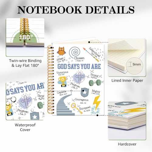 ERHACHAIJIA God Says You are Lined Spiral Notebook Gifts for Son Teen Boy - color: White-blue