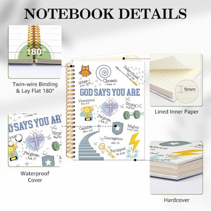ERHACHAIJIA God Says You are Lined Spiral Notebook Gifts for Son Teen Boy - color: White-blue
